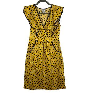 Anthropologie Hi There from Karen Walker Yellow Polkadot Summer Dress Size 6